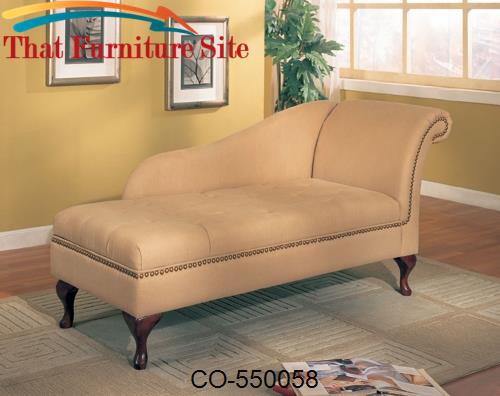 Accent Seating Microfiber Chaise Lounge with Flip Open Seat by Coaster