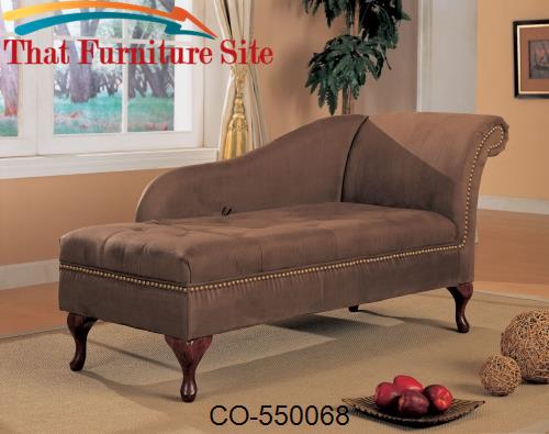 Brown Microfiber Chaise Lounge with Flip Open Seat by Coaster Furnitur