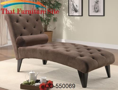 Chocolate Velour Microfiber Chaise by Coaster Furniture  | Austin