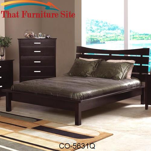 Stuart Contemporary Queen Platform Bed with Slat Headboard by Coaster 