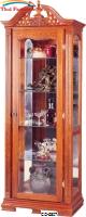 Curio Cabinets 5 Shelf Traditional Curio Cabinet with 1 Door &amp; Ornate Woodcarved Top by Coaster Furniture 