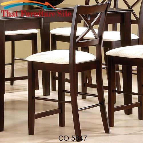 Pryor 24&quot; Bar Stool with &quot;X&quot; Back and Fabric Seat by Coaster Furniture