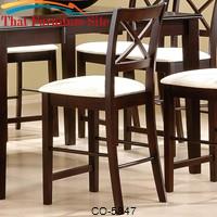 Pryor 24&quot; Bar Stool with &quot;X&quot; Back and Fabric Seat by Coaster Furniture 