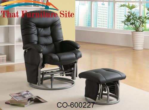 Recliners with Ottomans Casual Leatherette Glider Recliner with Matchi