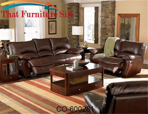 Clifford Brown Leather Double Reclining Sofa by Coaster Furniture  | A