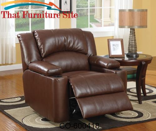 Recliners Bonded Leather Power Recliner with Storage Arms by Coaster F