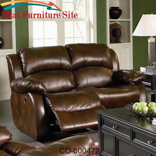 Morrell Casual Leather Loveseat with 2 Recliners by Coaster Furniture 