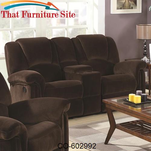 Ajay Casual Double-Gliding Loveseat with Storage and Cupholders by Coa