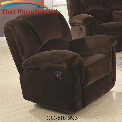 Ajay Casual Rocker Recliner with Pad-over-Chaise Seat by Coaster Furni