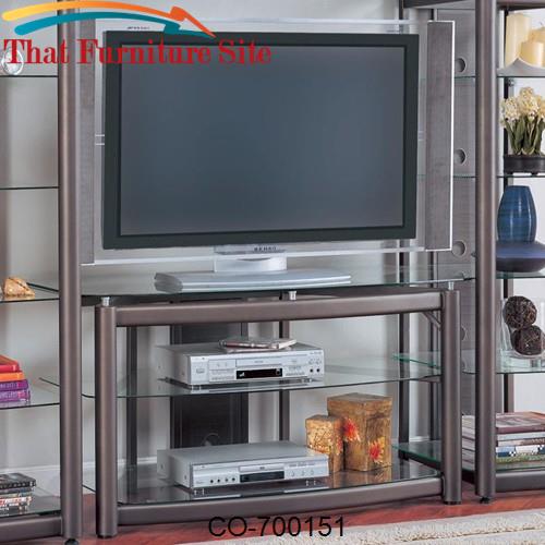 Wall Units Metal TV Stand with Glass Shelves by Coaster Furniture  | A