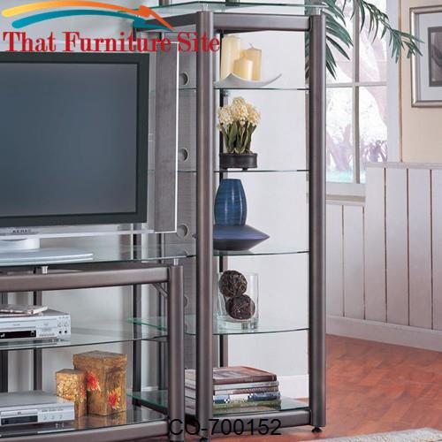 Wall Units Metal Media Tower with 5 Glass Shelves by Coaster Furniture