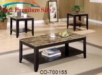 3 Piece Occasional Table Sets 3 Piece Occasional Table Set with Shelf and Marble Look Top by Coaster Furniture 