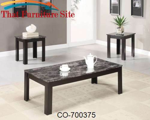 3 Piece Occasional Table Sets Coffee and End Table Set w/ Marble-Looki