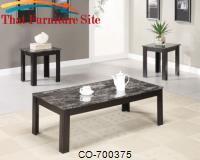 3 Piece Occasional Table Sets Coffee and End Table Set w/ Marble-Looking Top by Coaster Furniture 