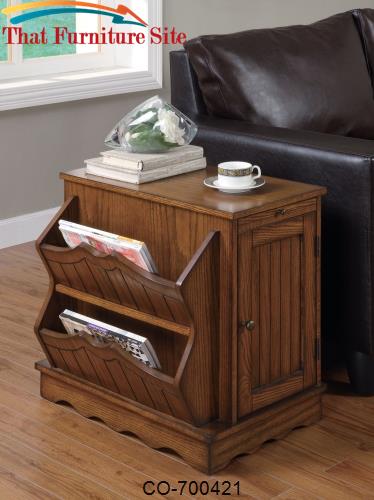Accent Cabinets Oak Cabinet Table with Magazine Rack by Coaster Furnit