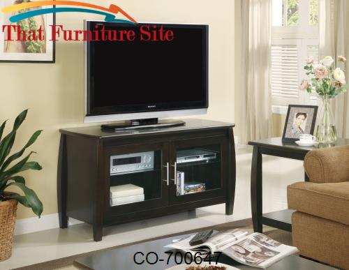 TV Stands Contemporary Media Console with Glass Doors by Coaster Furni