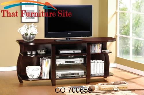 TV Stands Transitional Media Console with Glass Doors and Shelves by C