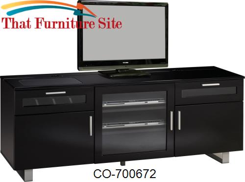 TV Stands Contemporary TV Console with High Gloss Black Finish by Coas