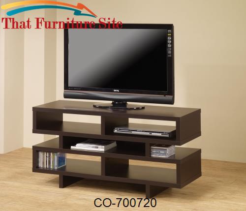 TV Stands Contemporary TV Console with Open Storage &amp; Cappuccino Finis