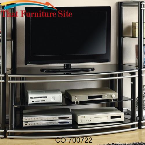 Wall Units Black &amp; Silver Finish Curved TV Stand by Coaster Furniture 