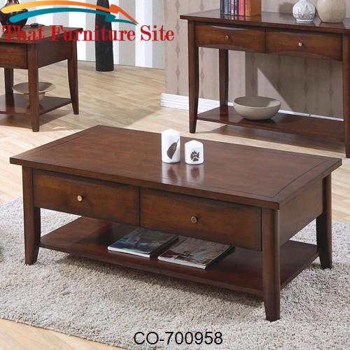 Whitehall Coffee Table w/ Shelf &amp; Drawers by Coaster Furniture  | Aust