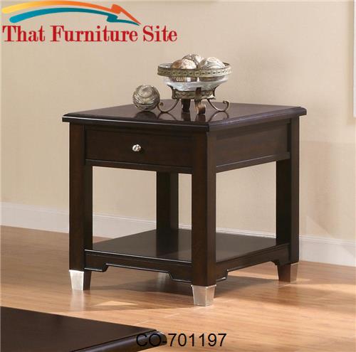 Liberty Transitional End Table with Drawer and Shelf by Coaster Furnit