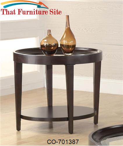 Occasional Group Oval End Table with Beveled Glass Top by Coaster Furn