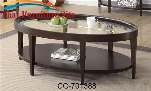 Occasional Group Oval Coffee Table with Beveled Glass Top by Coaster F