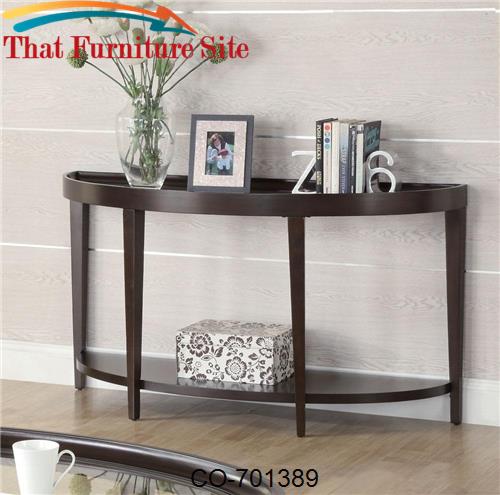 Occasional Group Demilune Sofa Table with Beveled Glass Top by Coaster
