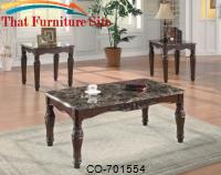 3 Piece Occasional Table Sets 3-Piece Traditional Faux Marble Occasional Table Set by Coaster Furniture 