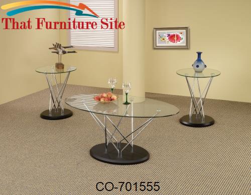 3 Piece Occasional Table Sets Set of 3 Chrome and Glass Occasional Tab