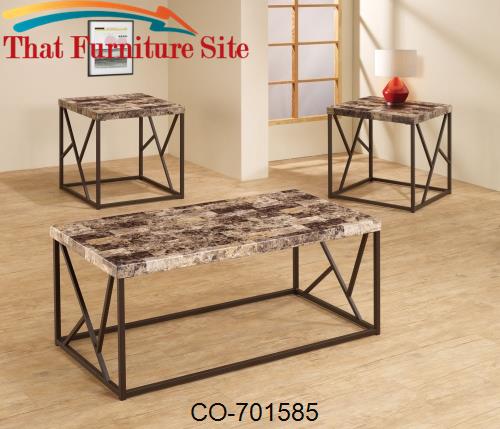 3 Piece Occasional Table Sets Set of Three Occasional Tables with Meta
