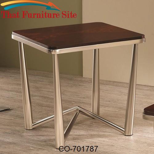 Occasional Group Square End Table with Brushed Nickel Base by Coaster 