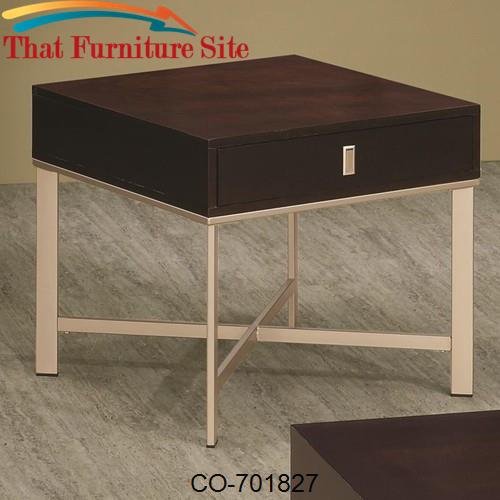 Occasional Group Square Top End Table with Brushed Nickel Base by Coas