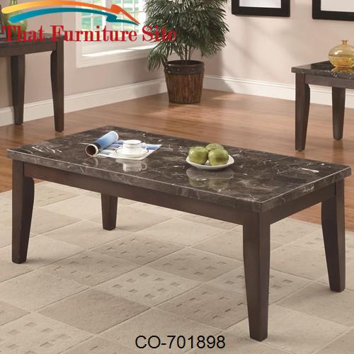 Occasional Group Casual Marble Topped Coffee Table by Coaster Furnitur