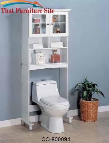 Accent Racks 2 Door White Bathroom Rack with Shelves by Coaster Furnit