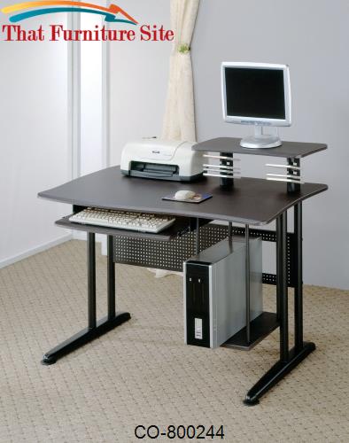 Desks Contemporary Computer Desk with Keyboard Tray and Computer Stora