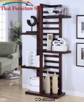 Bookcases Contemporary Asymmetrical Slat Back Bookcase by Coaster Furniture 