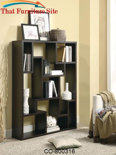 Bookcases Cappuccino Asymmetrical Bookshelf by Coaster Furniture  | Au