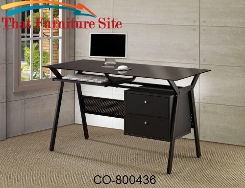 Desks Metal and Glass Computer Desk with Two Storage Drawers by Coaste