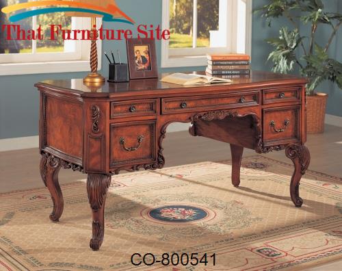 Desks Traditional Double Pedestal Desk with Carved Details by Coaster 
