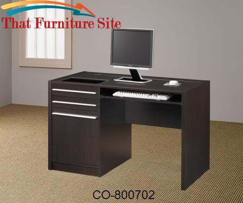 Ontario Contemporary Single Pedestal Computer Desk with Charging Stati