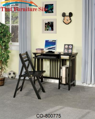 Desks Casual Folding Computer Desk with Keyboard Tray and Chair by Coa