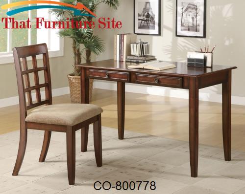 Desks Wood Table Desk with Two Drawers &amp; Desk Chair by Coaster Furnitu
