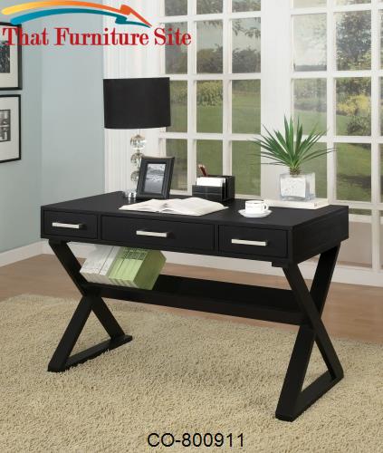 Desks Casual 3-Drawer Desk with Criss-Cross Legs by Coaster Furniture 