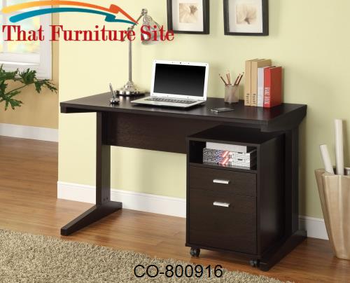 Desks 2-Piece Desk Set with Rolling File Cabinet by Coaster Furniture 