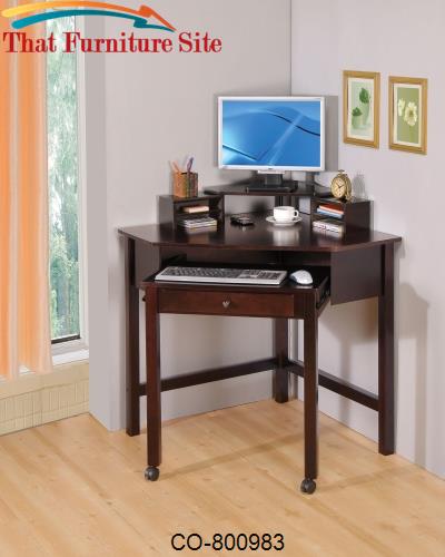 Desks Small Corner Desk with 1 Drawer &amp; Roller by Coaster Furniture  |