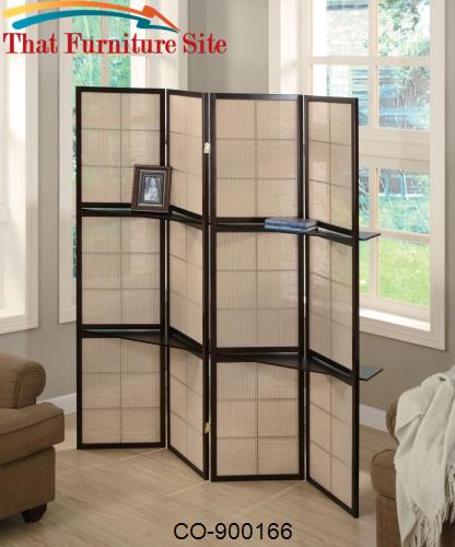 Cappuccino / Deep Brown Finish  Folding Screen With Four Panels by Coa