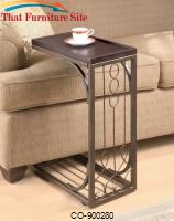 Accent Tables Small Brown Snack Table with Burnished Cooper Base by Coaster Furniture 