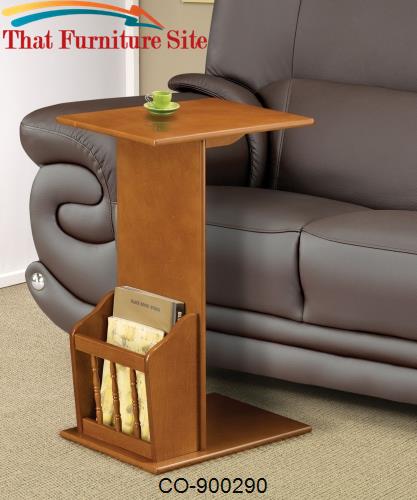Accent Tables Oak Finish Snack Table with Magazine Rack by Coaster Fur